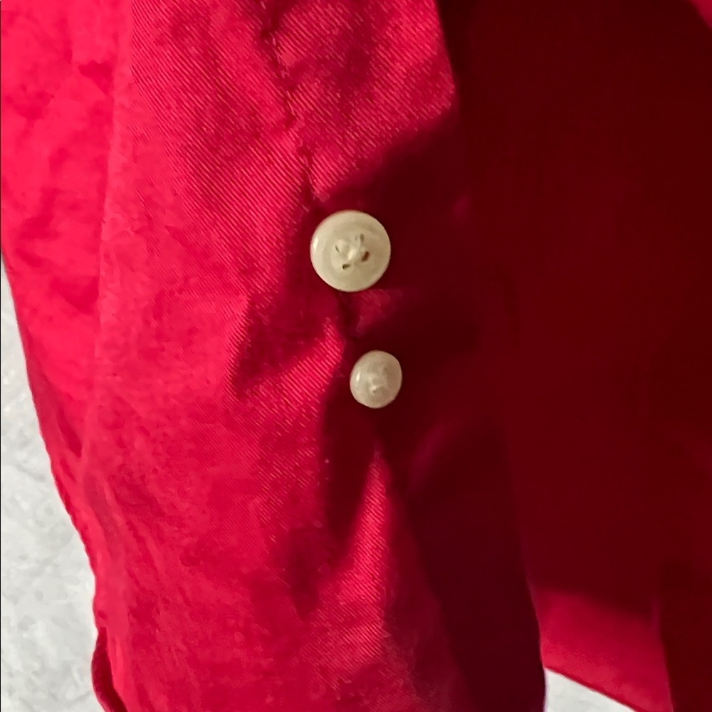 IZOD Crimson Red Cotton Twill Men's Button Down Shirt w Pocket - 16 1/2, 32/33 - Picture 8 of 8